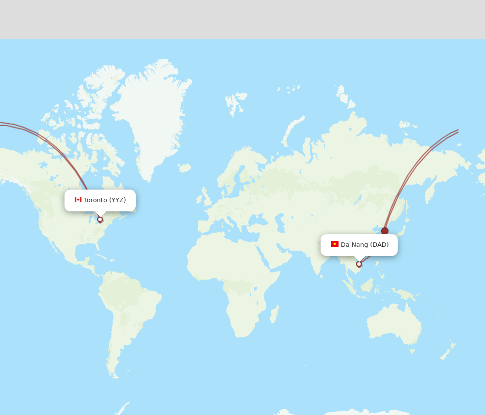 Toronto - Da Nang route map and flight paths
