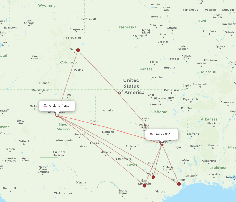 DAL-ABQ flight routes