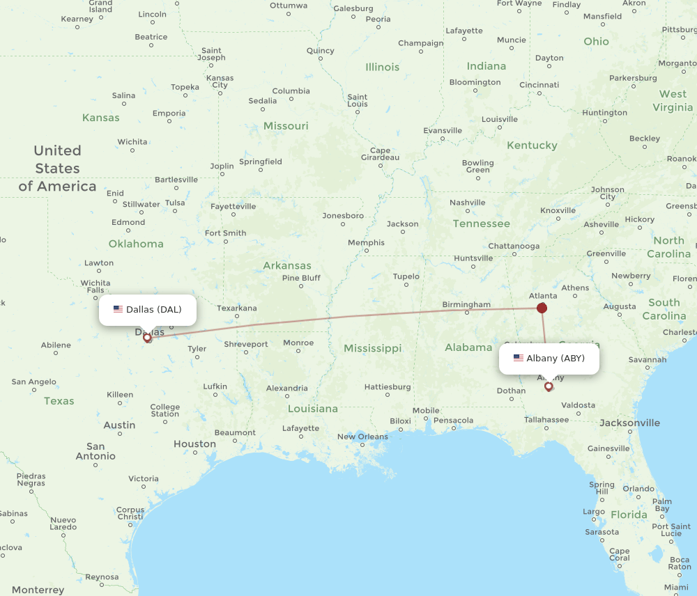 DAL-ABY flight routes