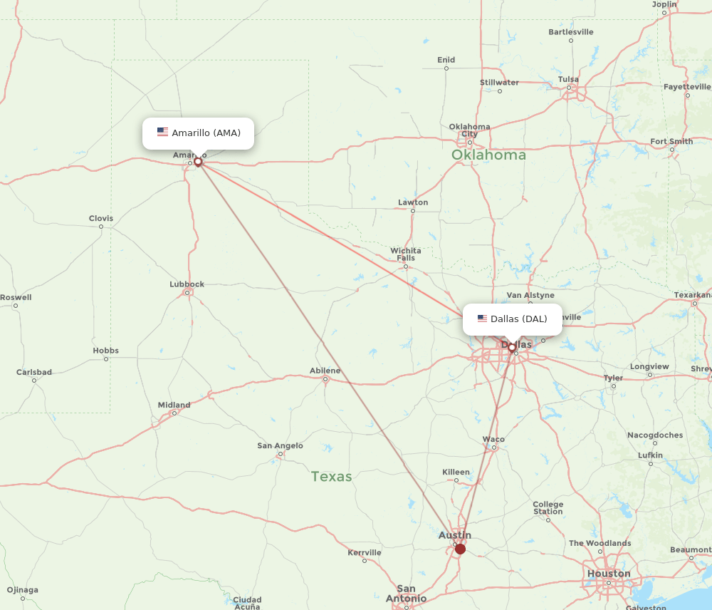 DAL-AMA flight routes