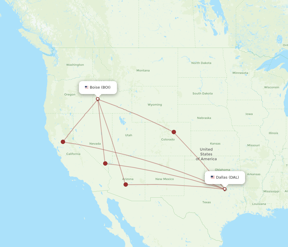 DAL to BOI flights and routes map