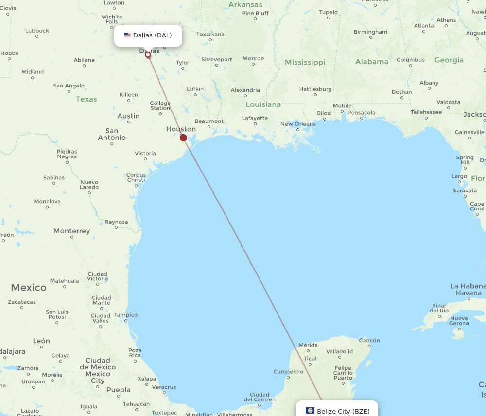 DAL-BZE flight routes
