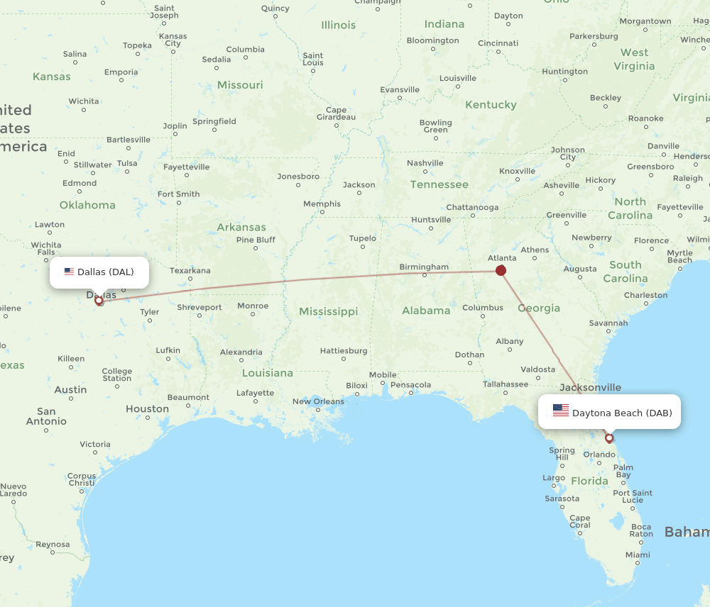 DAL-DAB flight routes