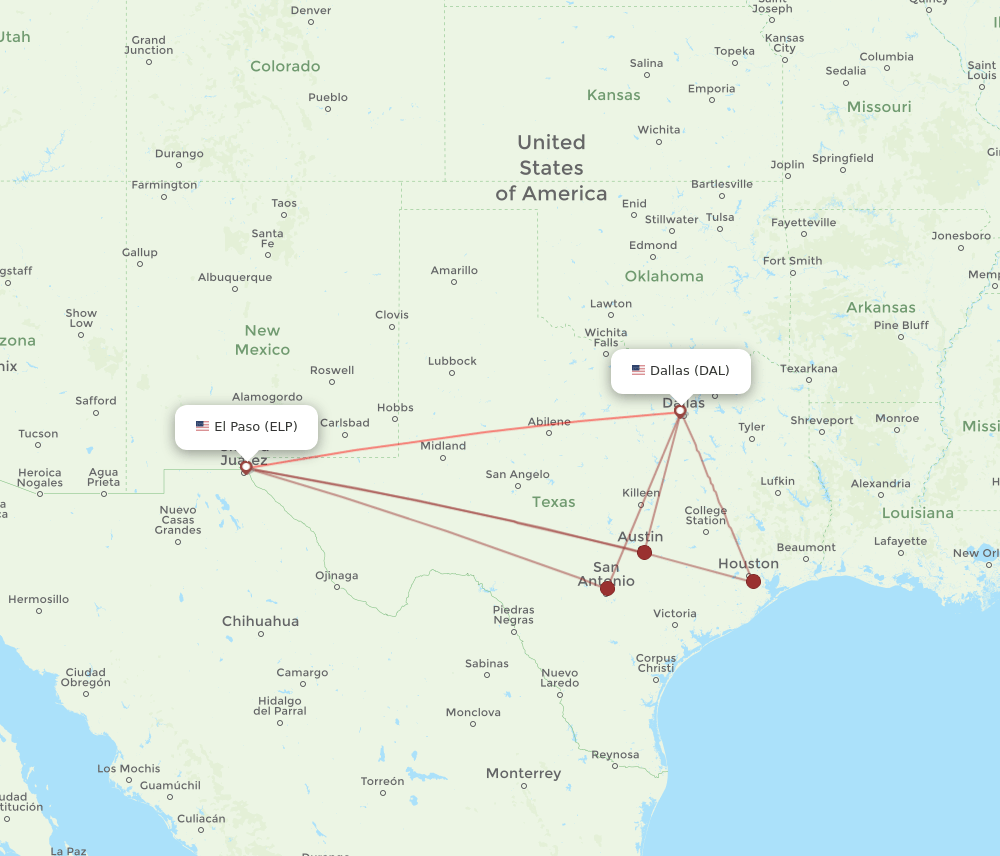 DAL-ELP flight routes