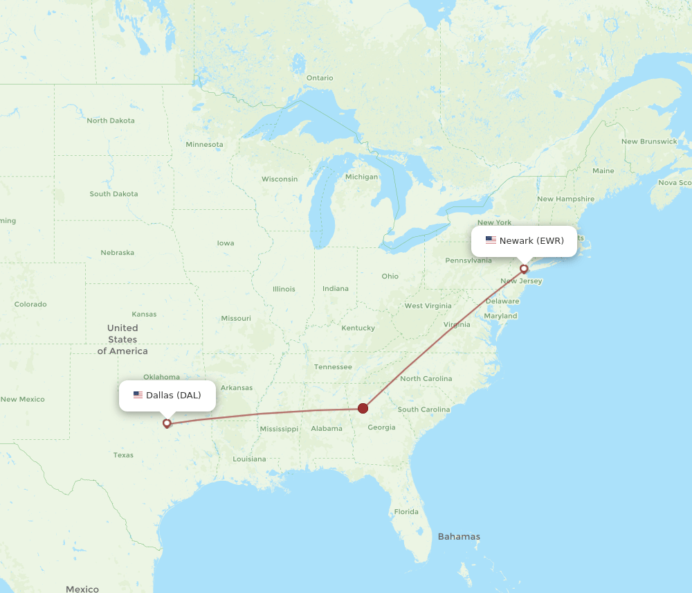 DAL-EWR flight routes