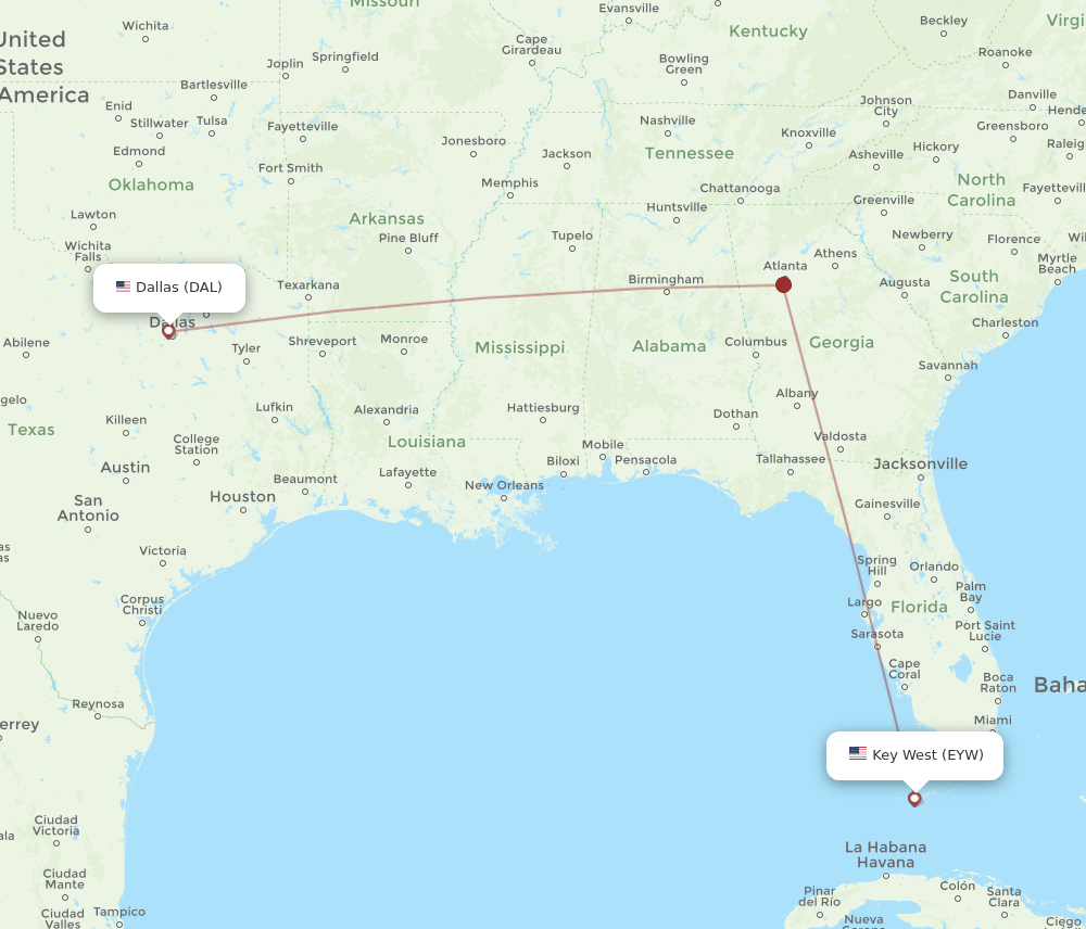 DAL-EYW flight routes