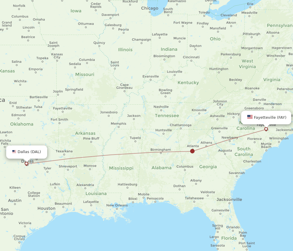 DAL-FAY flight routes