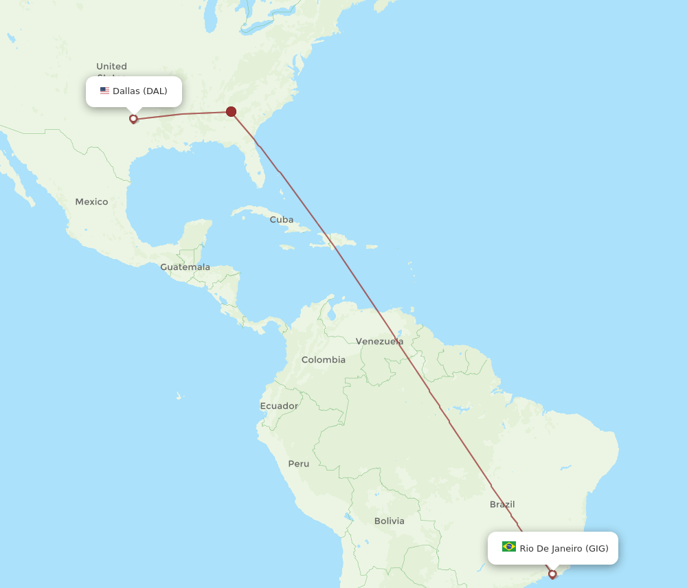 DAL-GIG flight routes