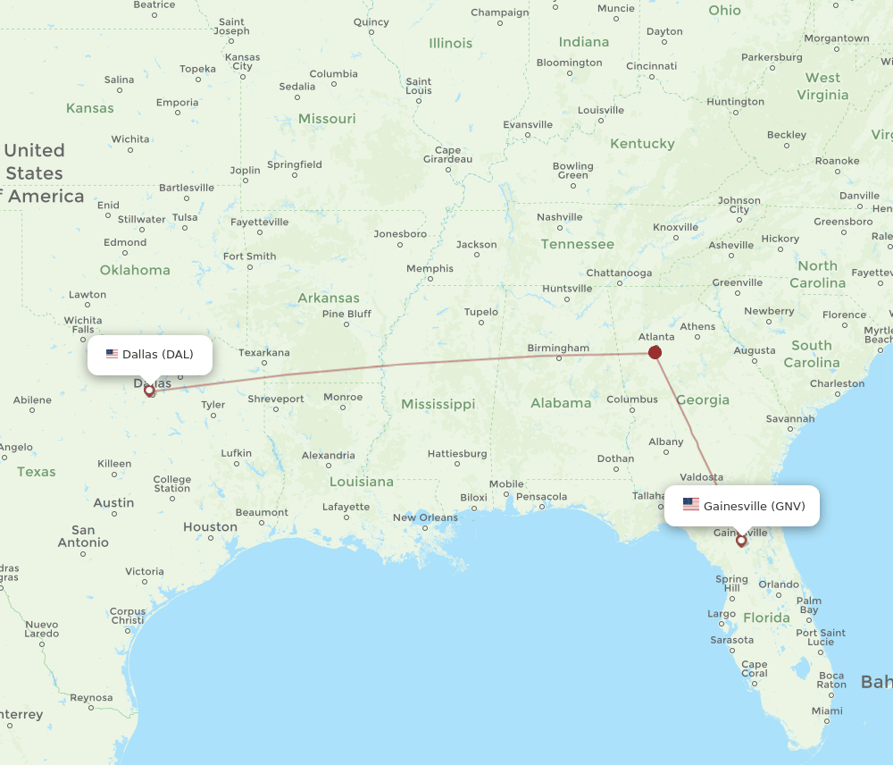 DAL-GNV flight routes