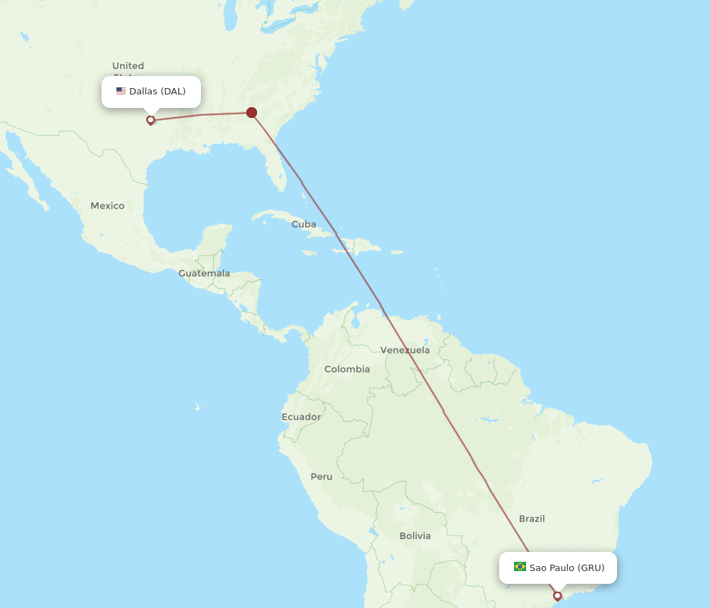 DAL-GRU flight routes