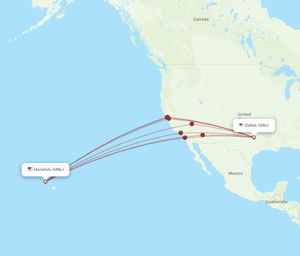 DAL-HNL flight routes