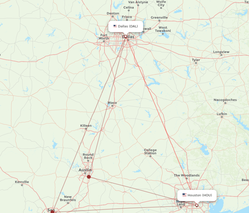 DAL-HOU flight routes
