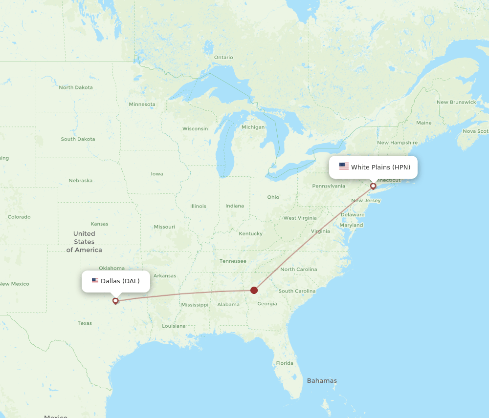 DAL-HPN flight routes