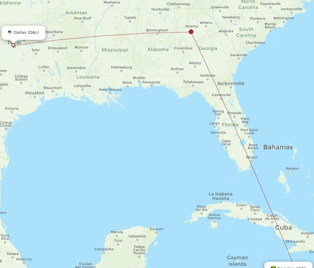 DAL-KIN flight routes