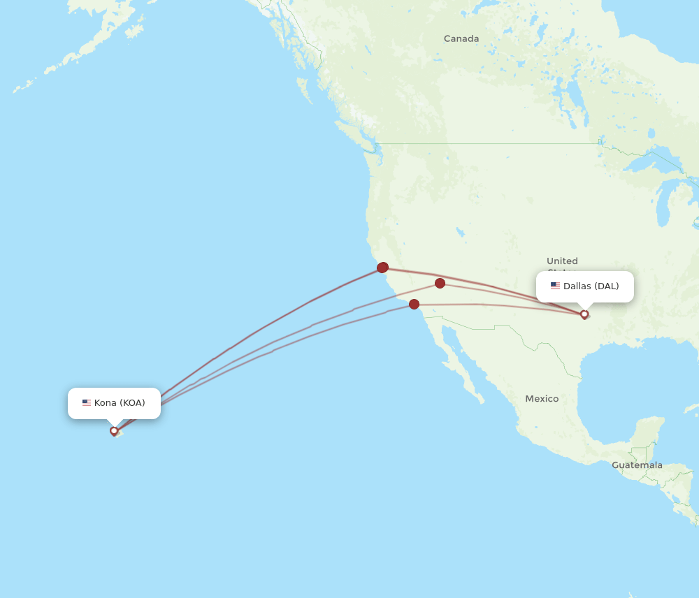DAL-KOA flight routes