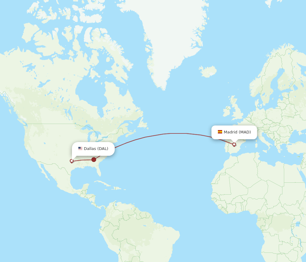DAL-MAD flight routes