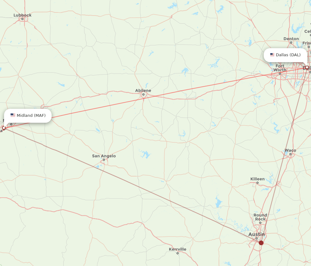 DAL-MAF flight routes