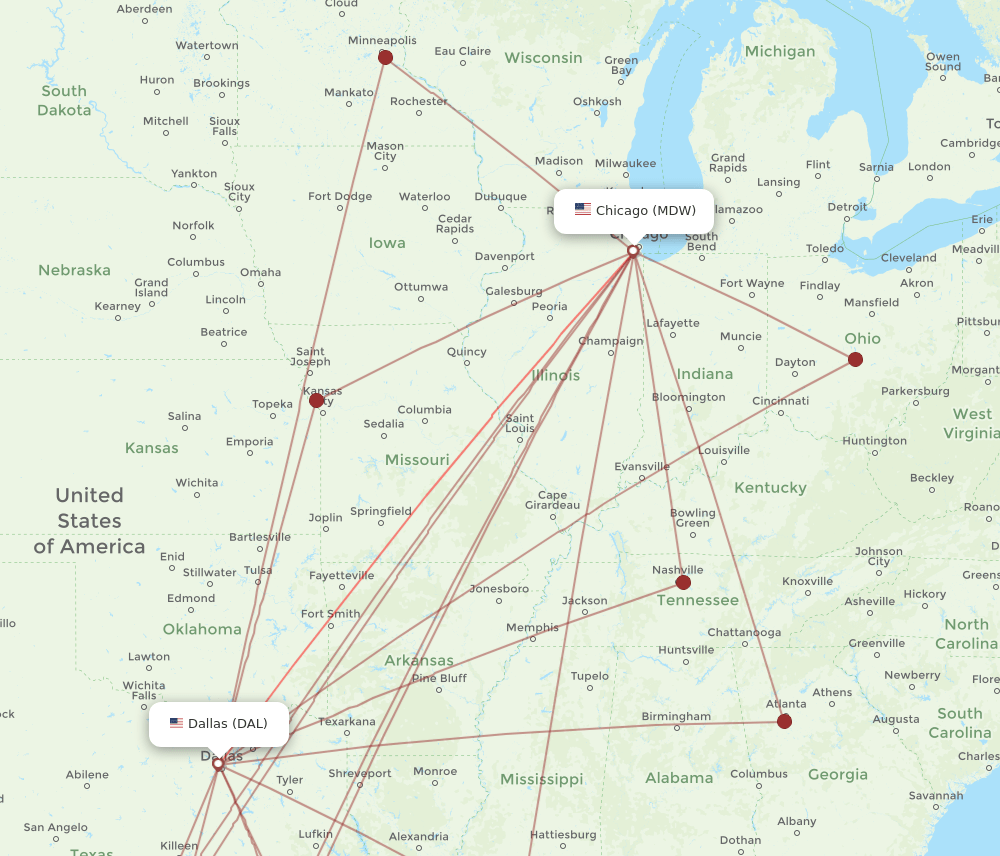 DAL-MDW flight routes