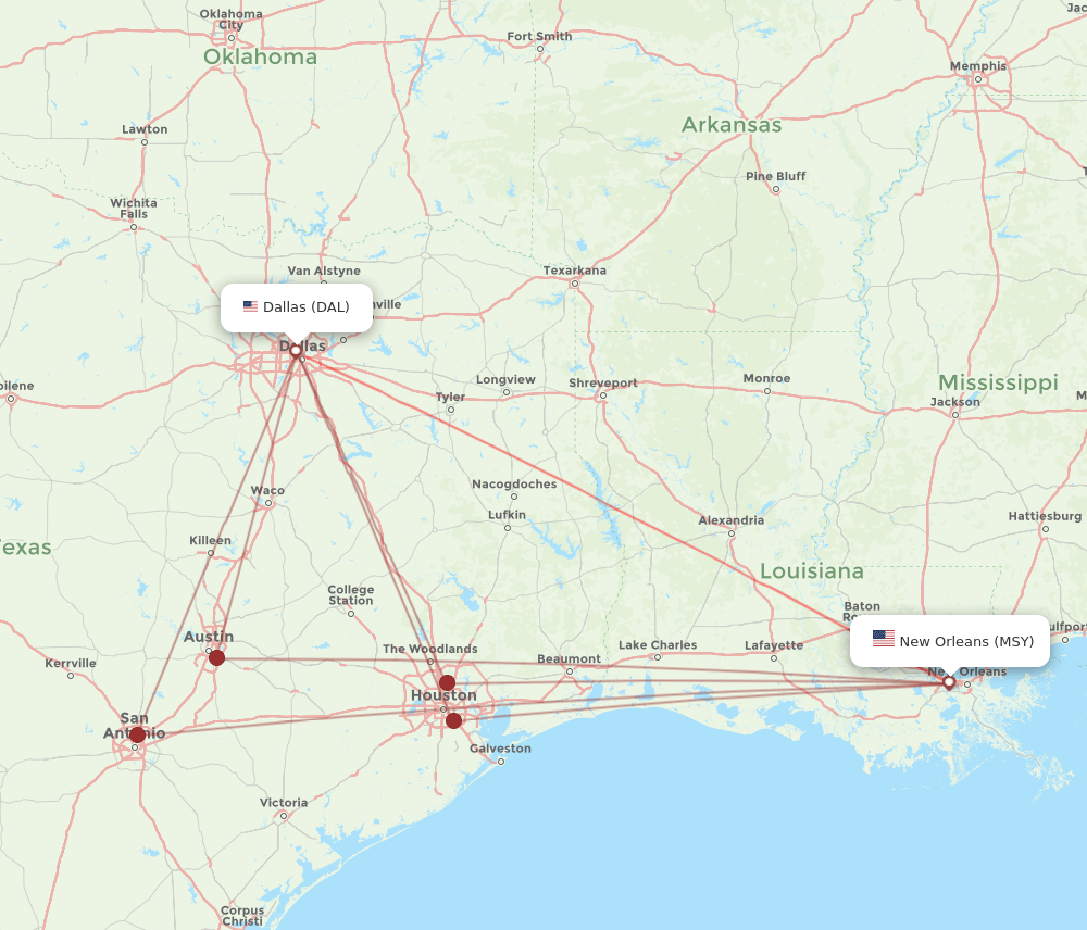DAL-MSY flight routes