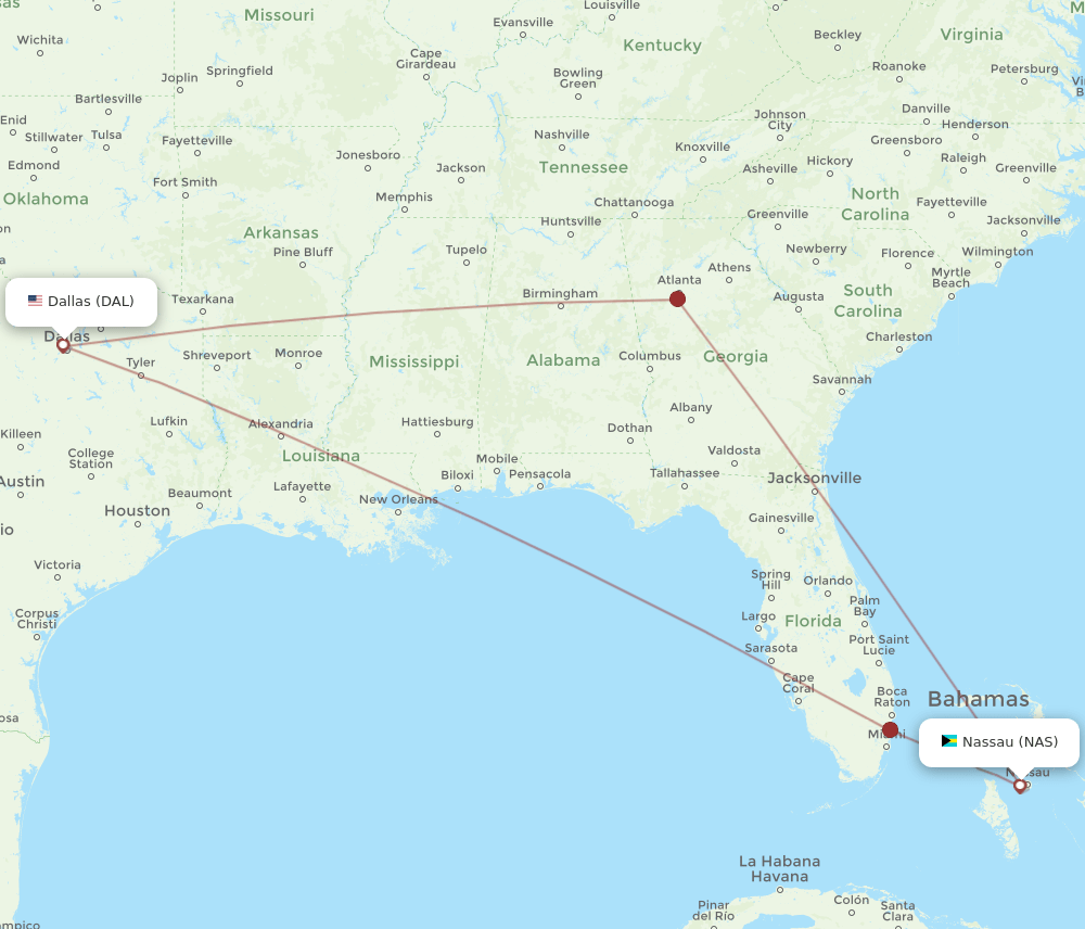 DAL-NAS flight routes