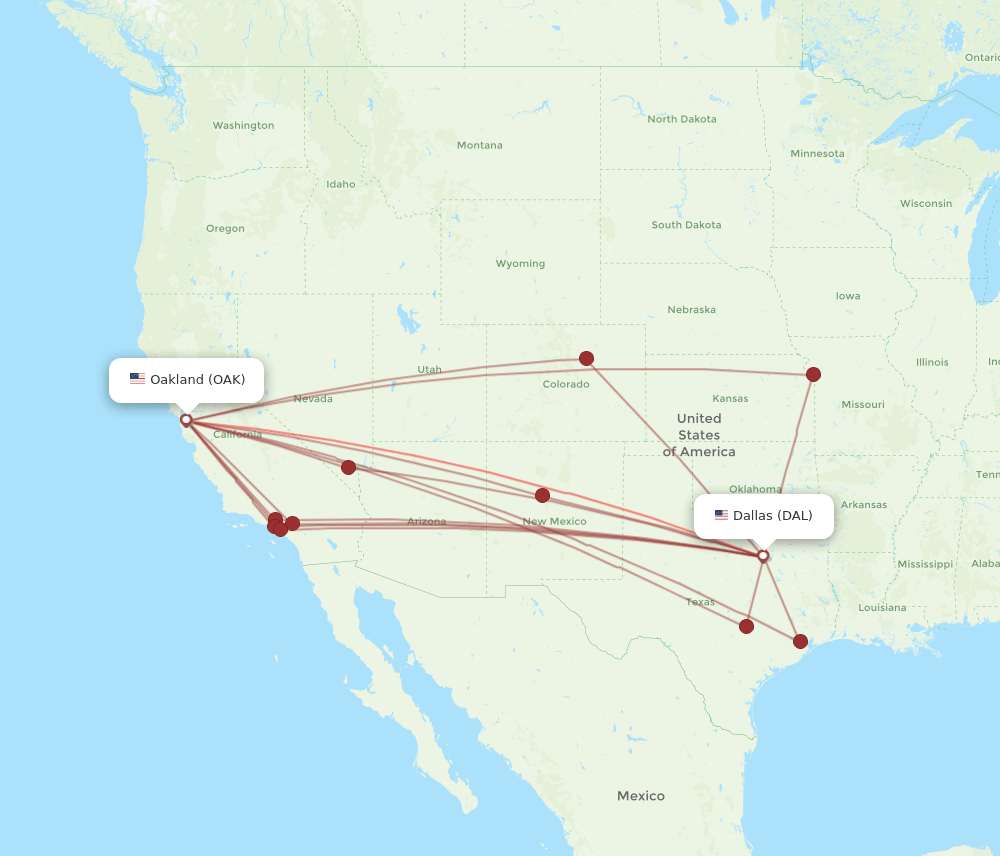 DAL-OAK flight routes