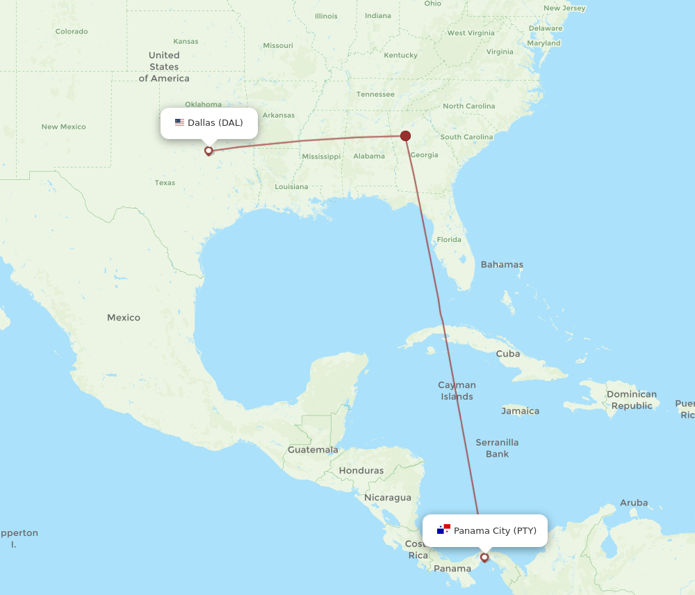 DAL-PTY flight routes