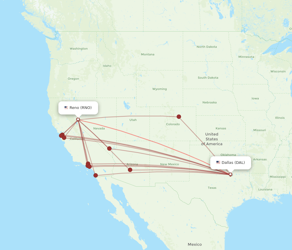 DAL-RNO flight routes