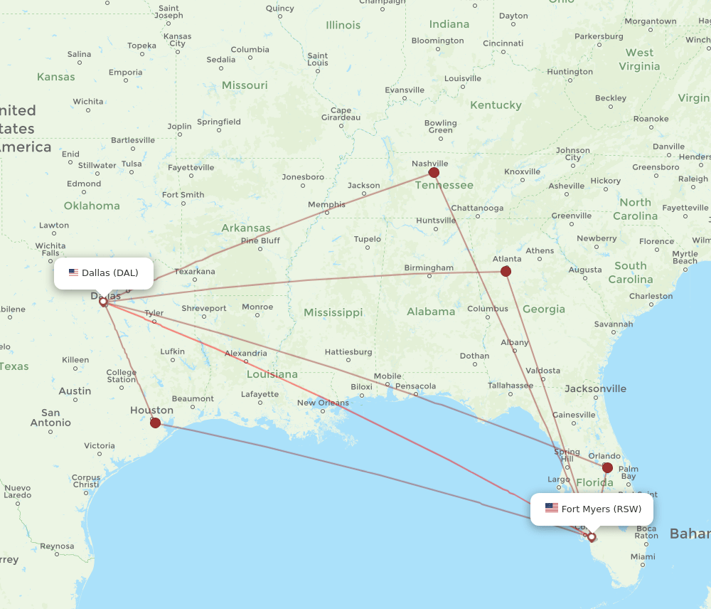 DAL-RSW flight routes