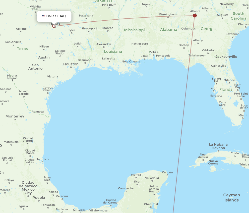 DAL-RTB flight routes