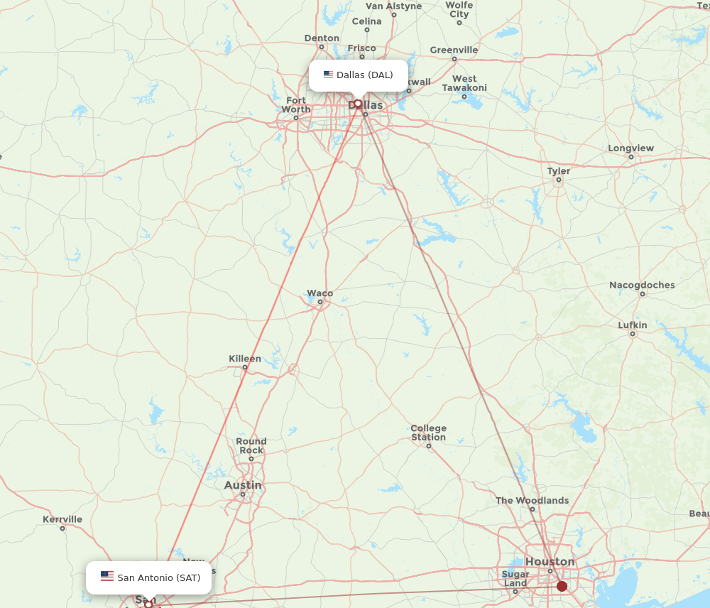 DAL to SAT flights and routes map