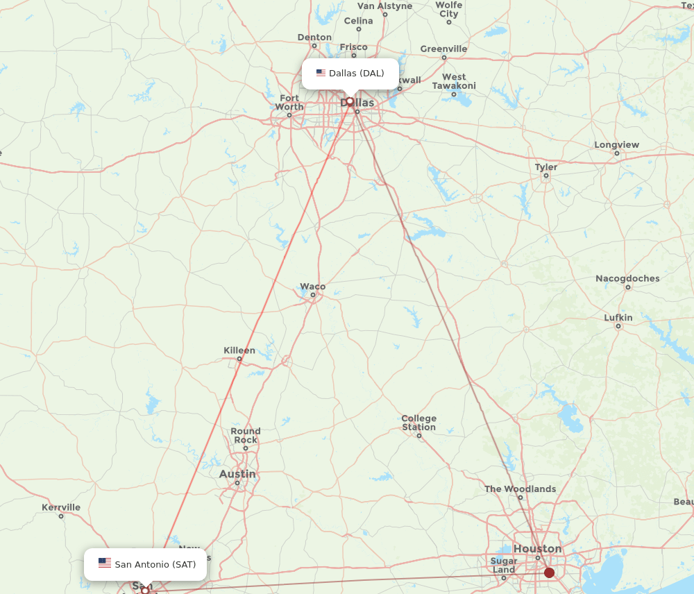 DAL to SAT flights and routes map