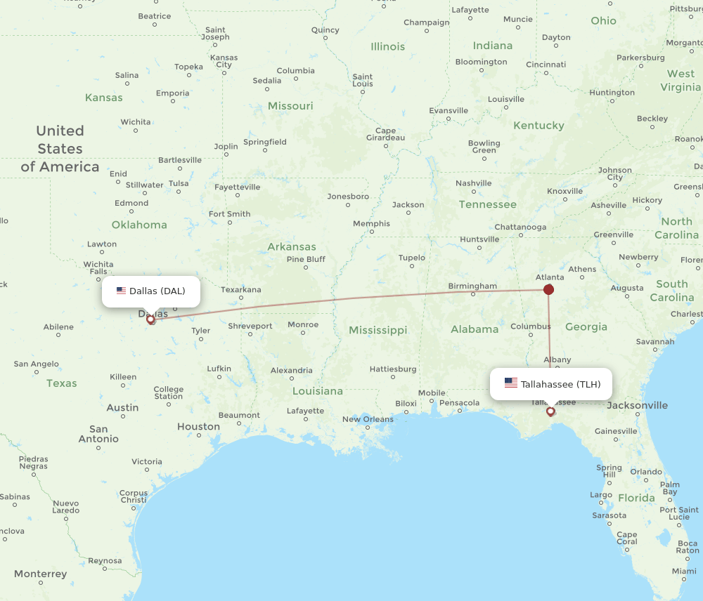 DAL-TLH flight routes