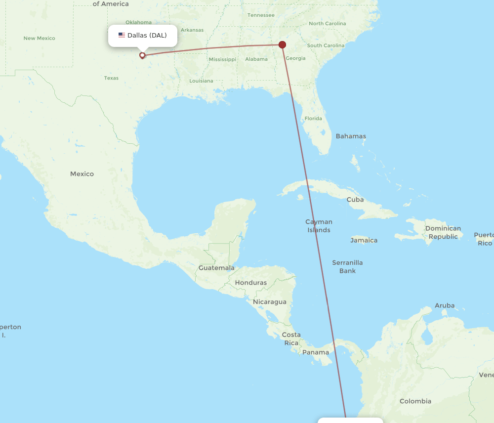 DAL-UIO flight routes