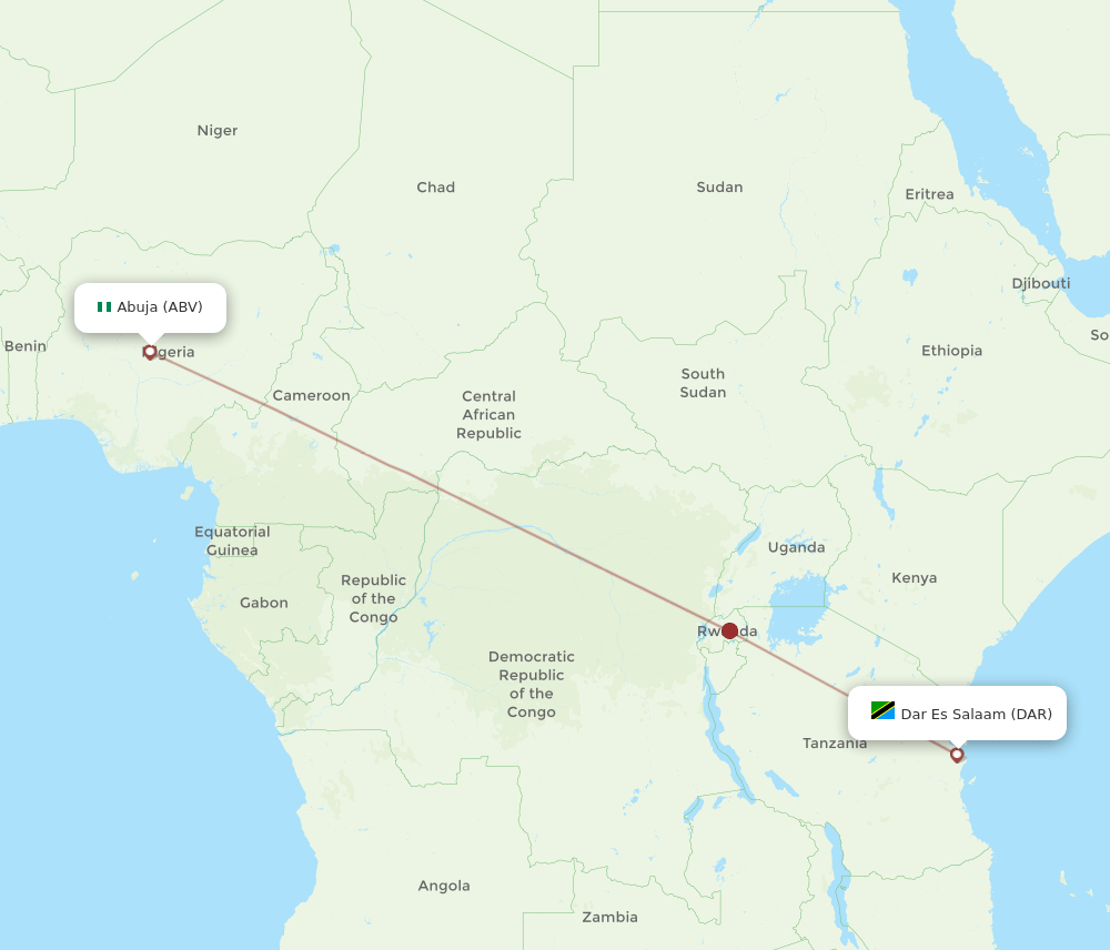 ABV to DAR flights and routes map
