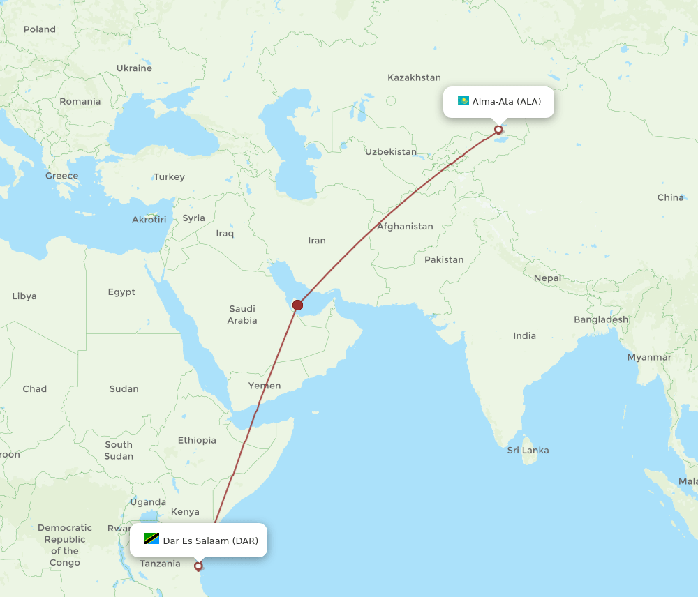 DAR-ALA flight routes