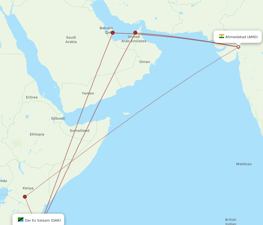 DAR-AMD flight routes