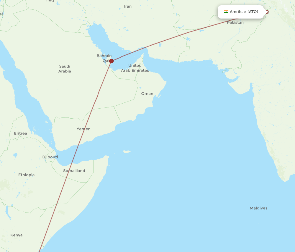 DAR-ATQ flight routes