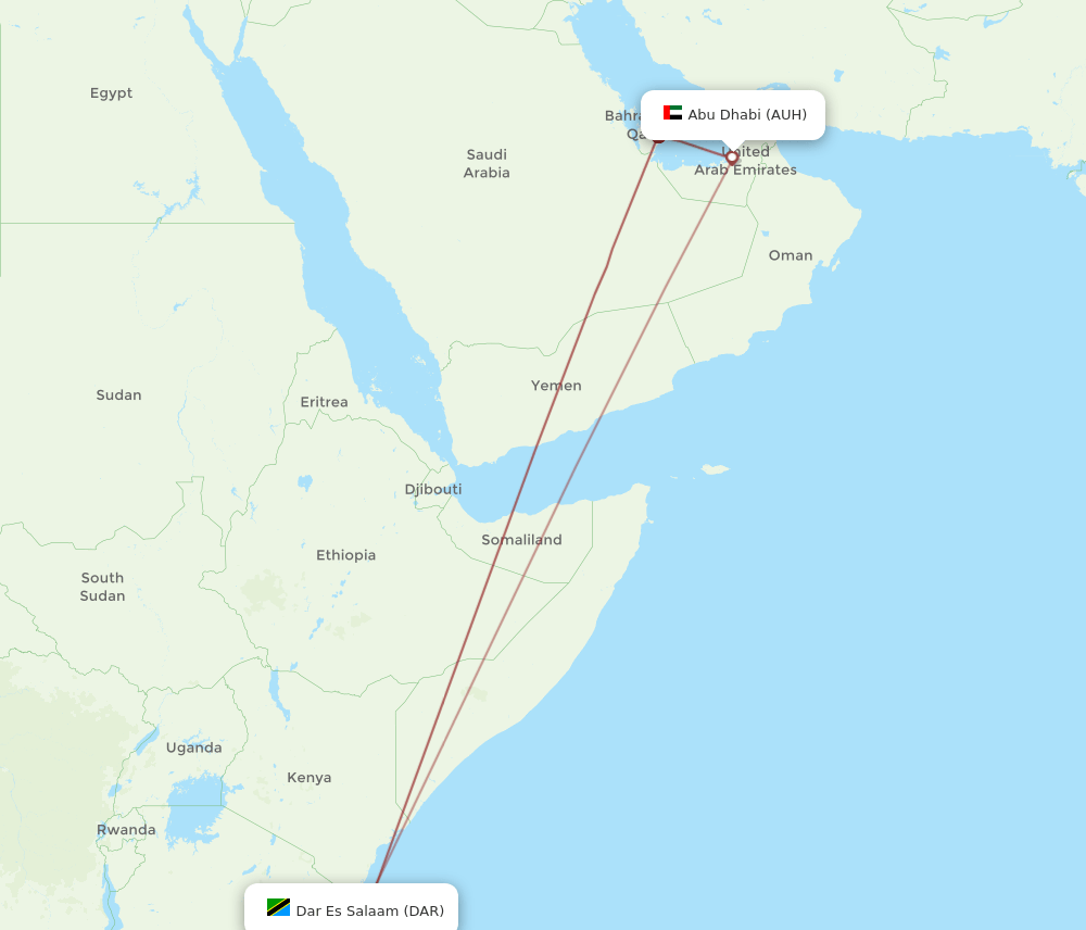 DAR-AUH flight routes