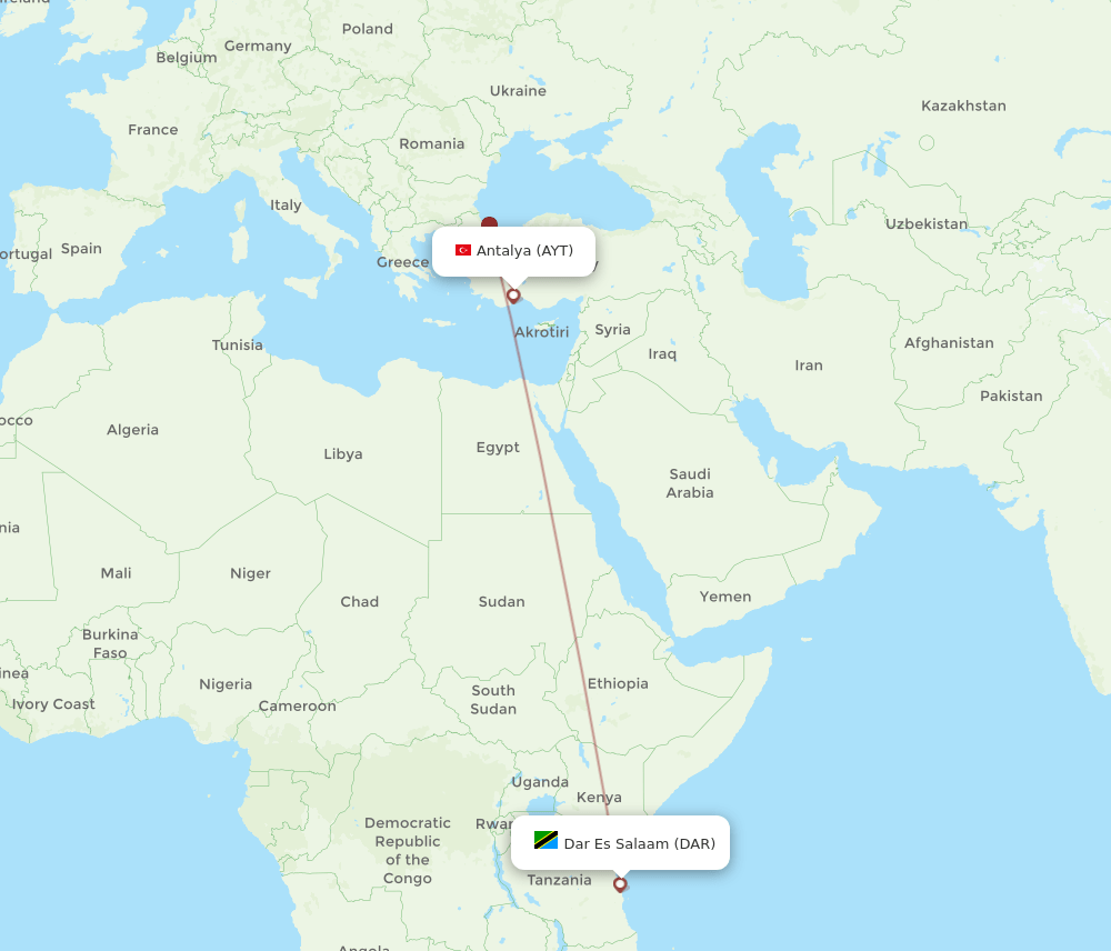 DAR-AYT flight routes