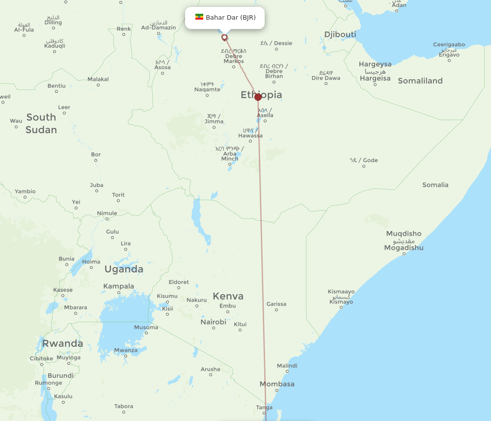 DAR-BJR flight routes