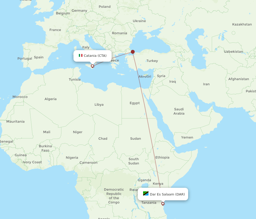 DAR-CTA flight routes
