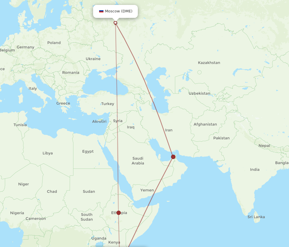 DAR to DME flights and routes map