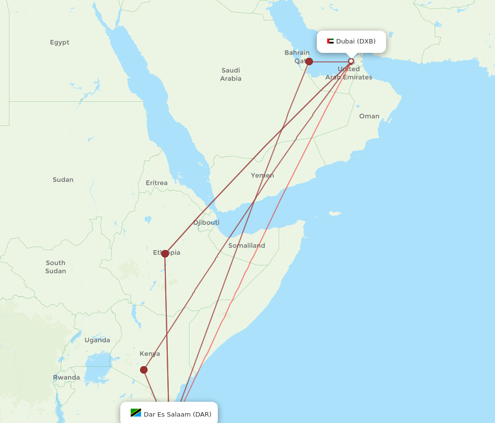 DAR-DXB flight routes