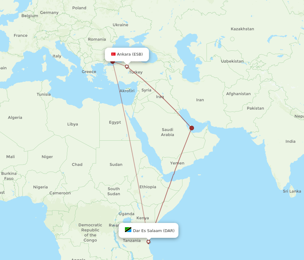 DAR-ESB flight routes