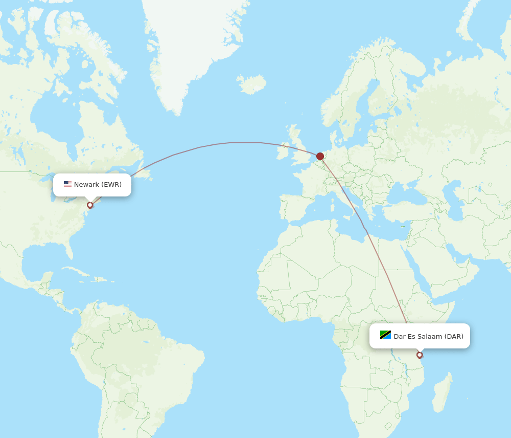 DAR-EWR flight routes