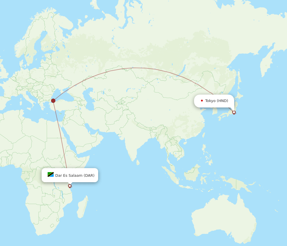 DAR-HND flight routes