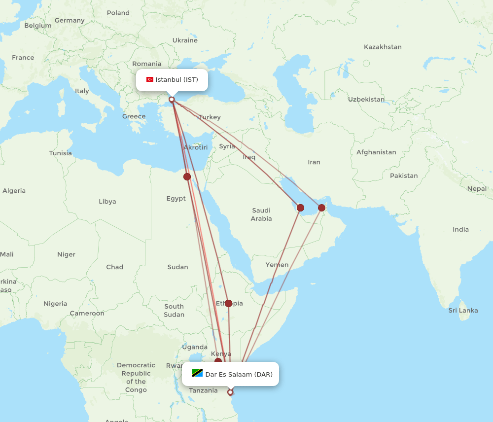 DAR-IST flight routes