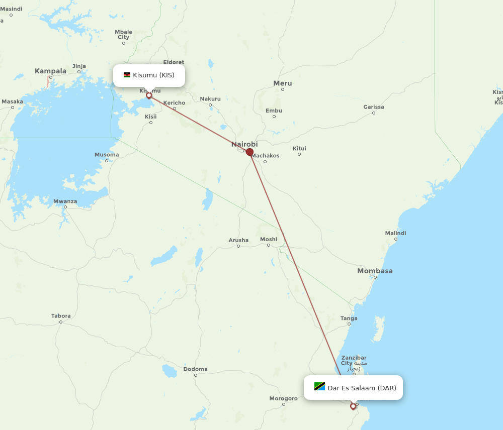 DAR-KIS flight routes