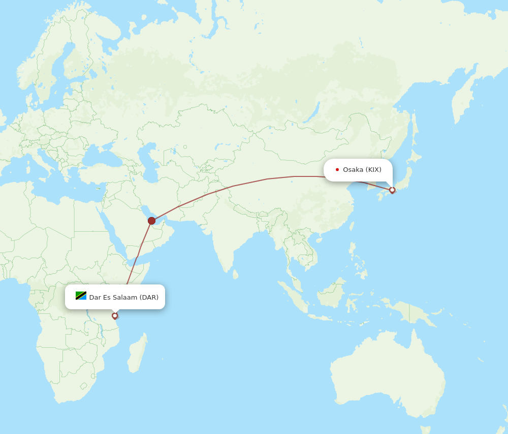 DAR-KIX flight routes