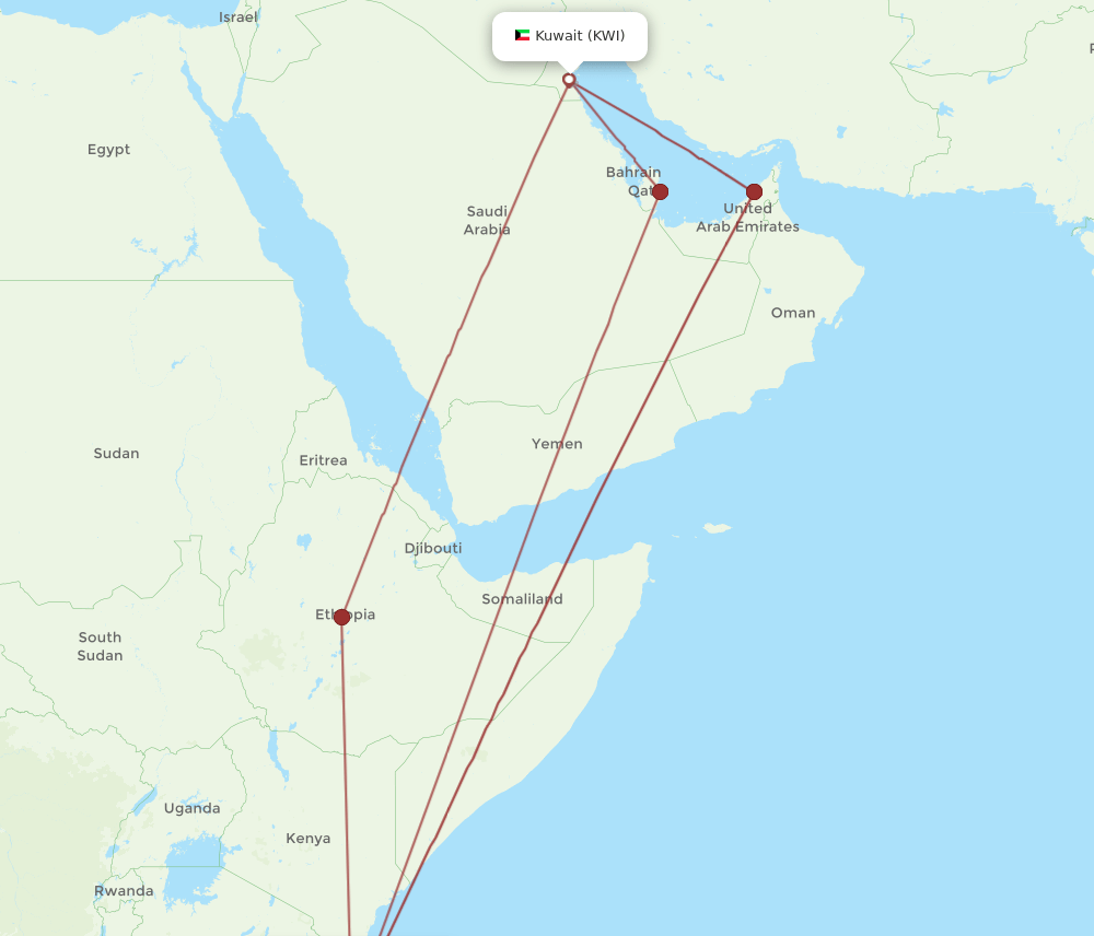 DAR-KWI flight routes